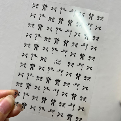 Sticker Nơ Đen 3D Mix Kiểu Lụa Nổi SJY1095 Siêu Hot Trang Trí Móng Siêu Xinh Làm Nail dán Phong Cách Hàn Quốc Nữ Women