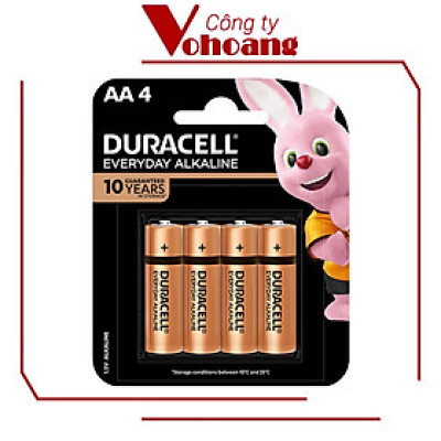 Pin AA Duracell Everyday , Pin Tiểu vỉ 4 viên cho máy nghe nhạc, chuột không dây, bàn phim - Hàng Chính Hãng