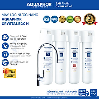 Máy Lọc Nước AQUAPHOR CRYSTAL ECO H Chuẩn Nước Khoáng Uống Trực Tiếp, Công Nghệ NANO Aqualen Độc Quyền, Máy Lọc Nước Không Điện - Nhập Khẩu Châu Âu, Hàng Chính Hãng