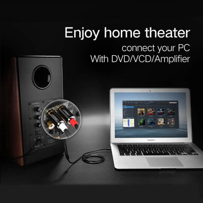 Ugreen UG10591AV116TK 5M màu Đen Cáp âm thanh 2 đầu Bông sen sang 3.5mm Dương mạ vàng - HÀNG CHÍNH HÃNG