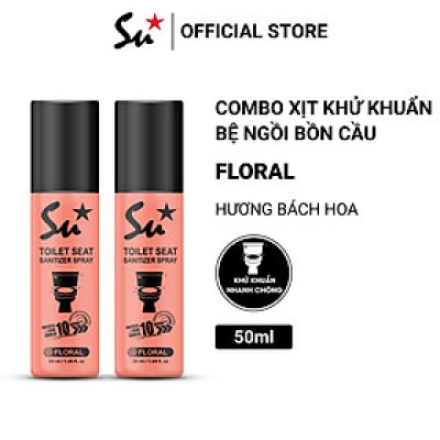 Combo 2 chai Xịt khử khuẩn bệ ngồi bồn cầu Su Star hương bách hoa loại bỏ 99.999% vi khuẩn trong 10s 50ml