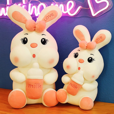 Gấu Bông Thỏ Ôm Bình Sữa - Thỏ Nhồi Bông Cao Cấp
