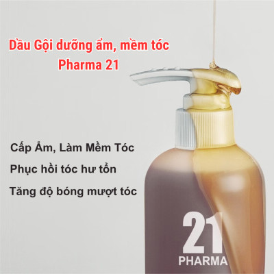 Combo Dầu Gội Dưỡng Ẩm Mềm Mượt + Dâu Xả Giảm Rụng Tóc Chuyên Sâu Pharma 21 Nhật Bản - Chai 600ml