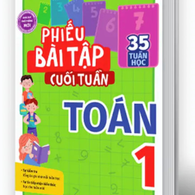 Combo Phiếu Bài Tập Cuối Tuần Toán + Tiếng Việt + Tiếng Anh Lớp 1 (35 Tuần Học) (Bộ 3 Cuốn) - MEGA