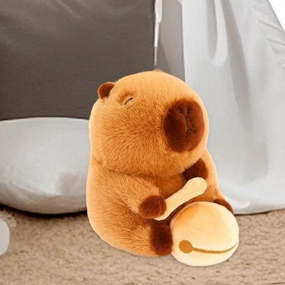 Thú nhồi bông capybara gõ mõ ngộ nghĩnh - Size 35cm - Quà tặng gấu bông chuột lang nước dành cho người cần tịnh tâm.