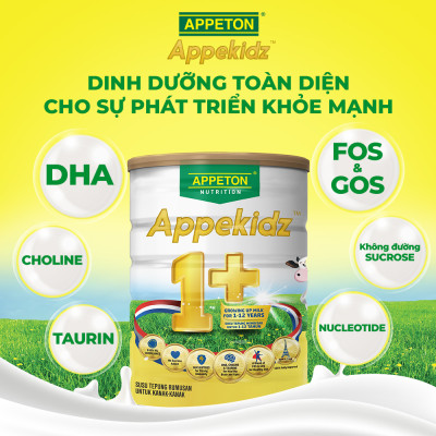 Combo 2 Sữa dinh dưỡng Appeton Appekidz 1+ dành cho trẻ 1-12 tuổi - Lon 900g