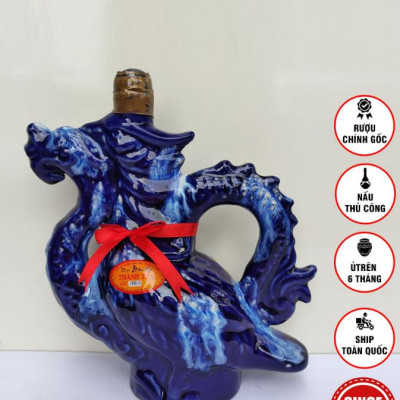 Đặc Sản Bình Định - Rượu Bàu Đá Thành Tâm Thuyền Chim (Màu xanh bút bi) 700ml - OCOP 3 Sao