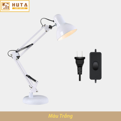 Đèn Bàn Làm Việc Thép HUTA KYSU1 Kèm Bóng Led Chống Cận, Bảo Vệ Mắt, Khớp Nối Cong Dễ Điều Chỉnh, Decor Trang Trí Bàn Học Đọc Sách