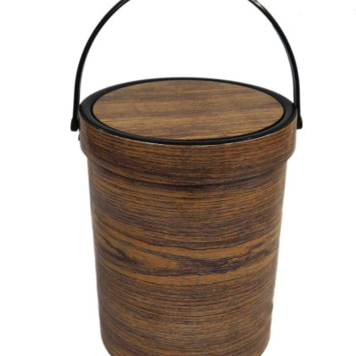 Thùng (bật) rác lật tròn vân gỗ Nhựa Việt Nhật