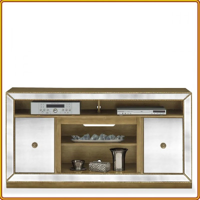 Kệ Tivi kết hợp kính đính đồng Tundo màu trắng gương 163 x 51 x 86 cm