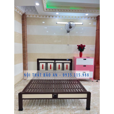 Giường ngủ 1MX2M sắt hộp vuông chắc chắn mẫu mới đẹp sang trọng - BẢO AN