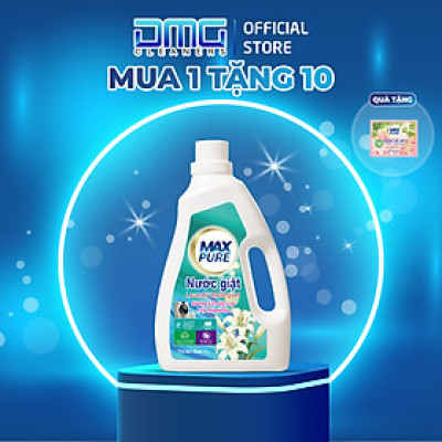 Chai nước giặt Maxpure Hương Lily Hy Lạp 3L - TẶNG 1 dây 10 gói nước xả hương CoCo