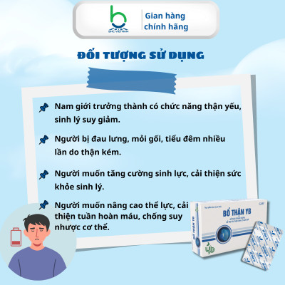 Viên Uống Bổ Thận YB Hỗ Trợ Cải Thiện Sinh Lý Nam Giới, Bổ Thận Tráng Dương - Hộp 30 viên