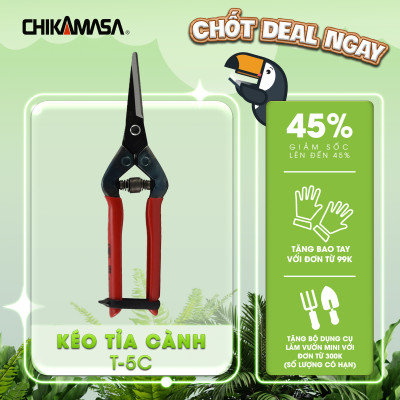 Kéo tỉa cành cao cấp Nhật Bản Chikamasa T-5C chiều dài lưỡi 35mm - lưỡi thép không gỉ chất lượng cao siêu bén - Cắt ngọt, không bám dính, liền sẹo nhanh
