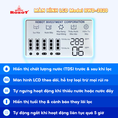 Máy Lọc Nước ROBOT CLASSY PRO 3410W-UR 2 Màng Lọc R.O + UF Màn Hình LCD - Hàng Chính Hãng