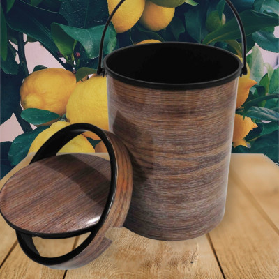 Thùng (bật) rác lật tròn vân gỗ Nhựa Việt Nhật