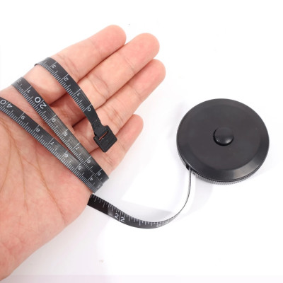 Thước Dây Với Nút Bấm Tự Rút Sau Khi Kéo, Đo Vòng Bụng, Vòng Eo 3 Vòng Kiểm Tra Sức Khỏe 1.5m - Đo Quần Áo, Màu Đen. Takyhome 5940