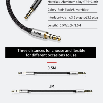Dây cáp âm thanh Baseus Yiven Audio Cable M30 chất lượng cao AUX Audio 3.5 - Hàng chính hãng