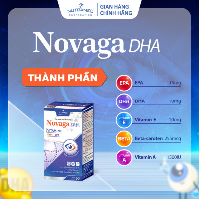 Viên uống Novaga DHA hỗ trợ sáng mắt, bổ não, đẹp da (60 viên) - Nutramed