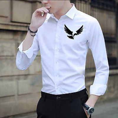 Áo sơ mi in hình họa tiết chim đại bàng mẫu 2 Ở ngực phong cách sang trọng thanh lịch