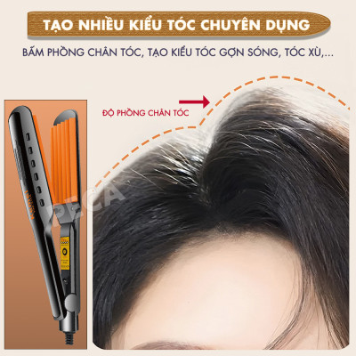 Máy bấm xù tóc Kemei KM-3114Y điều chỉnh 4 mức nhiệt sử dụng được cho mọi loại tóc - Hàng chính hãng