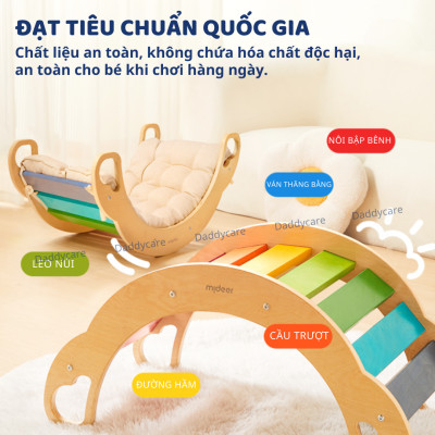 Ván thăng bằng cho bé Mideer Rainbow Wooden Climber, Đồ chơi bập bênh