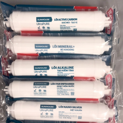 Bộ lõi lọc nước Sunhouse từ 01-09 gồm: Lõi lọc nước 123, Lõi lọc nước RO, 05 lõi lọc chức năng 56789, Hàng chính hãng