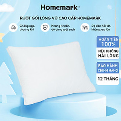 Ruột Gối Lông Vũ Nhân Tạo Homemark - Êm Ái, Thoáng Khí, Chống Bám Bụi, Chống Xẹp Lún, Hỗ Trợ Giấc Ngủ Ngon - 50x70cm