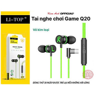 Tai nghe Game Lip-Top Q20 chân Type C, check QR tra nguồn gốc, có Micro và nút chỉnh âm lượng, Hàng chính hãng BH 1 năm