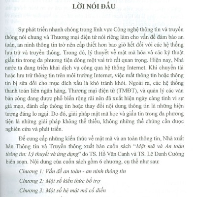 Mật Mã Và An Toàn Thông Tin - Lý Thuyết Và Ứng Dụng
