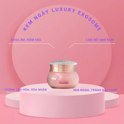 Bộ Kem Dưỡng Trắng Da Ban Ngày (kem ngày nâng cấp Luxury Exosome) và Ban Đêm Puderma: Nâng Cơ, Chống chảy xệ, Giảm nếp nhăn, bật tone trang điểm.
