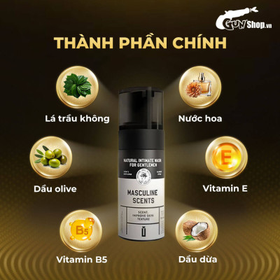 Dung dịch vệ sinh nam dạng bọt, hương thơm nam tính Shell Masculine Scents - Chai 100ml