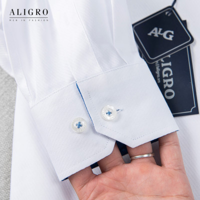 ÁO SƠ MI DÀI TAY TRẮNG PHỐI CỔ-TAY ALGS196