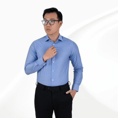 Áo sơ mi nam tay dài màu xanh Navy sáng không túi GENTITI by Thái Tuấn - 1C805HAKT018