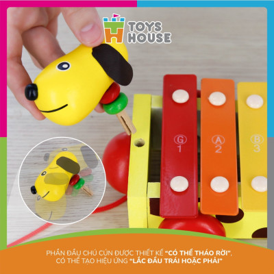Đàn xylophone 8 phím kết hợp xe kéo hình cún tăng khả năng cảm thụ âm nhạc của trẻ Toyshouse 1152