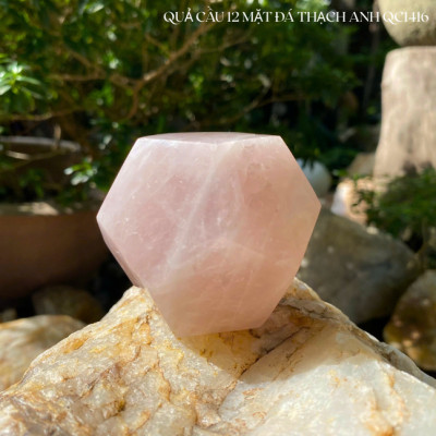 Quả cầu 12 mặt đá thạch anh NHASAN QC1416 vật phẩm mang theo bên người thu hút may mắn - nặng 380gr, đường kính 7.3cm