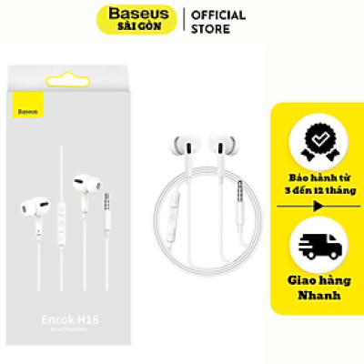 Tai nghe có dây Baseus Encok H18 Wired Earphones 3.5mm - Hàng chính hãng