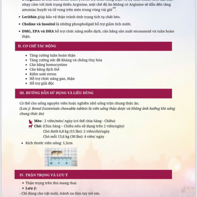 VIÊN UỐNG HỖ TRỢ TIẾT NIỆU & THẬN CHO MÈO RENAL ESSENTIALS CHEWABLE TABLETS FOODSCIENCE [ HỘP 60V ]