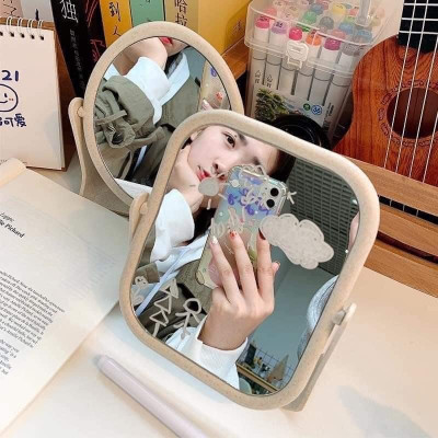 Gương Vuông Để Bàn Hai Mặt Lúa Mạch Gương Lúa Mạch Trang Điểm Cao Cấp Xoay 360 Độ Giao Màu Ngẫu Nhiên