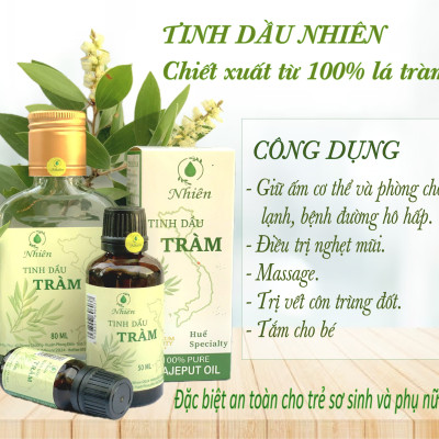 Tinh dầu tràm Nhiên- Tinh dầu tràm Huế chai 100ml Dùng cho bé sơ sinh