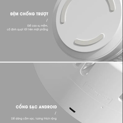 Quạt Tích Điện Để Bàn Xiaomi 3life 008 Sử Dụng 6-24 Giờ Liên Tục Tùy Cấp Độ Gió - Hàng Nhập Khẩu