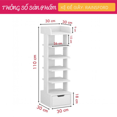 Kệ giầy nhỏ gọn bằng gỗ thiết kế đẹp mắt SMLIFE Rainsford