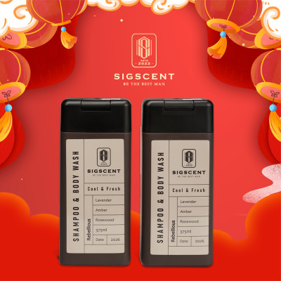 Sữa tắm dầu gội cho nam hương nước hoa 375ml Rebellious thương hiệu SIGSCENT - COMBO 2