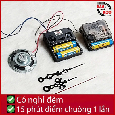 Bộ Máy Phát Nhạc Chuông Điểm Giờ Cho Đồng Hồ Treo Tường - 15 Phút 1 Lần, 3 Kiểu Nhạc, Chế Độ Nghỉ Đêm - Bảo Hành 3 Năm