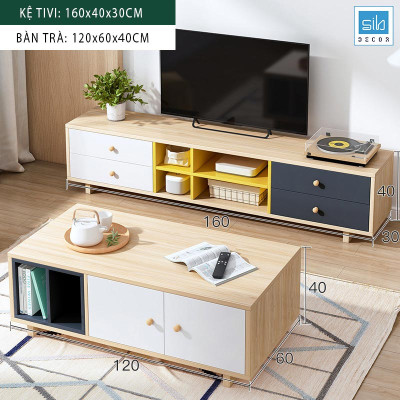 Bộ Kệ Tivi Và Bàn Trà Hiện Đại, Tối Giản Cho Phòng Khách, Phòng Ngủ SIB Decor TV06