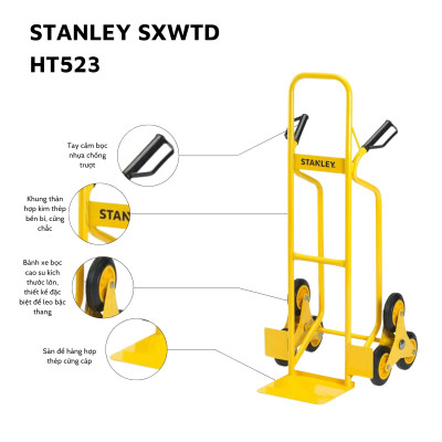 Xe Đẩy Tay Leo Cầu Thang Cao Cấp Stanley HT523 (Tải Trọng 200kg)