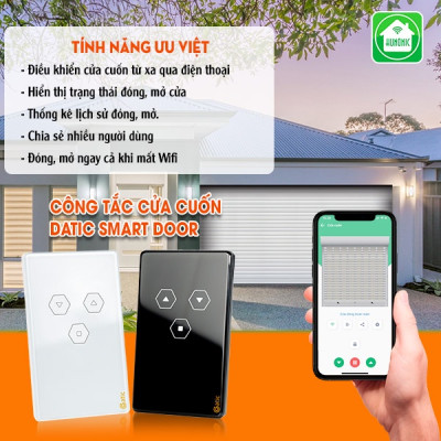 Công Tắc  Cửa Cuốn cảm ứng wifi điều khiển từ xa Datic Smart Door Màu trắng
