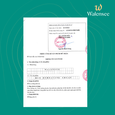 Bio Hydrating Cream Walensee, Kem dưỡng ẩm siêu cấp nước (30gr)