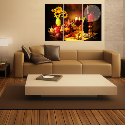 Tranh Đồng Hồ Vicdecor DHT0267 – Vang Và Trái Cây