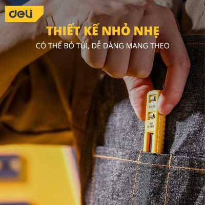 Bút Thử Điện Hàng Nhập khẩu  Deli 12-250V - Màn Hình LED Kỹ Thuật Số Hiển Thị  Thuận Tiện